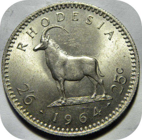 1964 Rhodesia Half crown 25c in UNC!