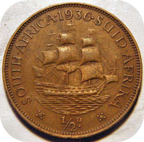 SA Union:  1936 Half Penny in EF