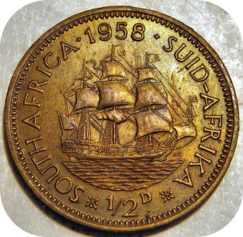Top Grade SA Union: RED 1958 Half penny 1/2d in UNC!