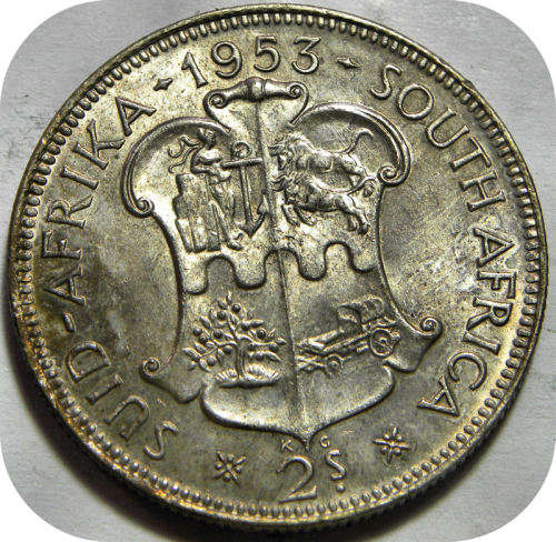 Top Grade SA Union: 1953 2 Shillings in UNC!!