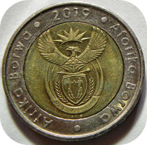 Lustrous Nickel RSA 12019 R5 coin in A/UNC!  `let us live and strike for freedom`