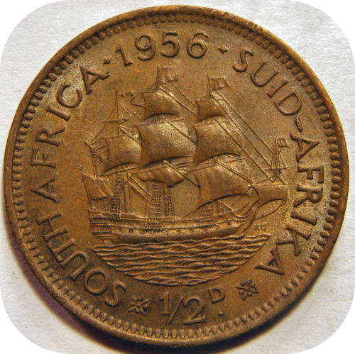 Bargain SA Union: 1956 Half penny 1/2d below 80!