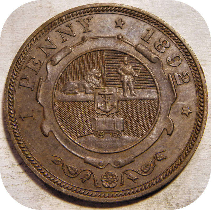 Top Grade ZARs:  1892 Penny 1d in UNC!!  Superb strike!