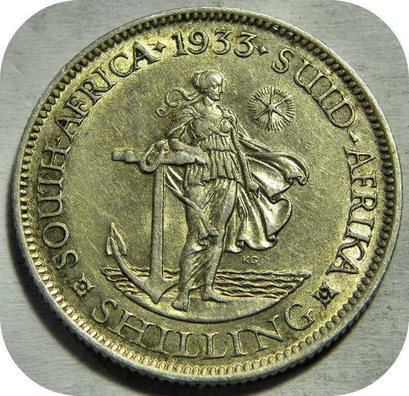 Top Grade SA Union:  The rare 1933 Shilling in Lustrous EF!!