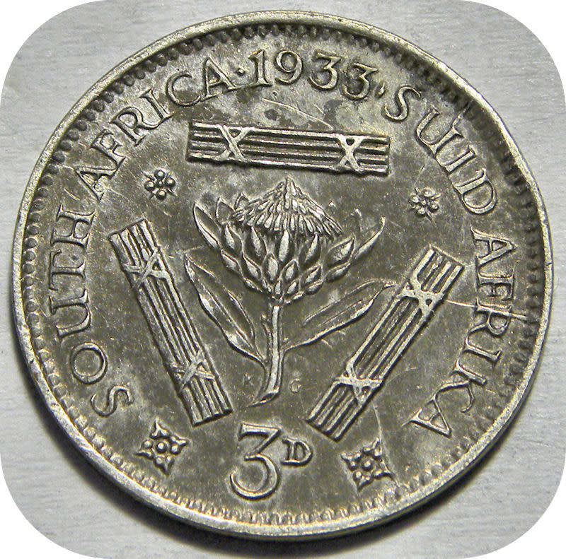 RARE SA Union: The 1933 tickey 3d in EF!