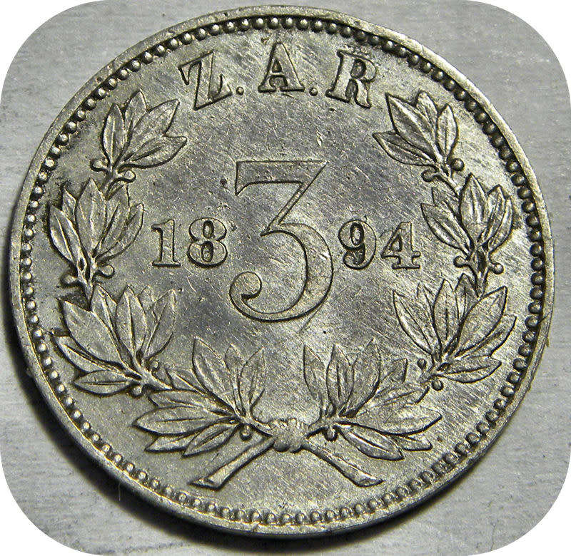 Bargain ZARs: 1894 Tickey 3d in EF below R700!