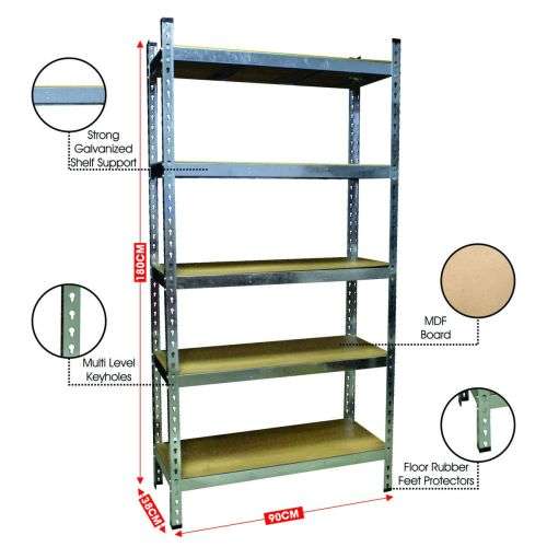 Shelf - 5 Tier Galvanised Shelf 1800x900x380mm (Pro-Shelf)