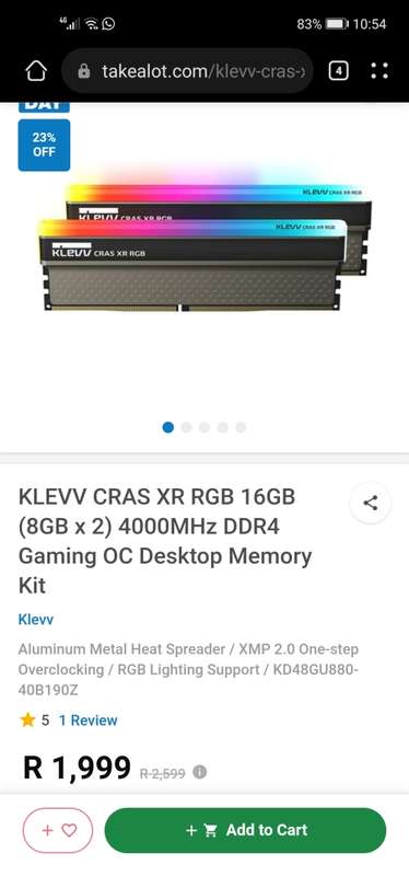 Klevv Cras XR RGB DDr4 gaming memory