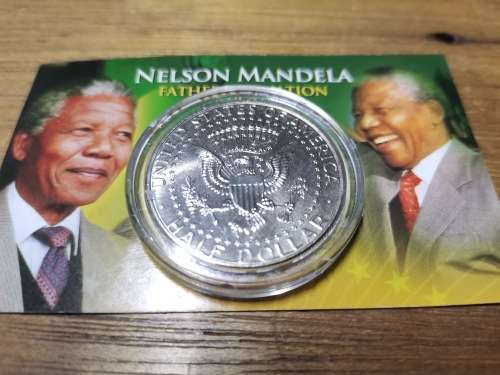 NELSON MANDELA `FATHER OF THE NATION` SIGNATURED U.S. JFK HALF DOLLAR! RARE COIN