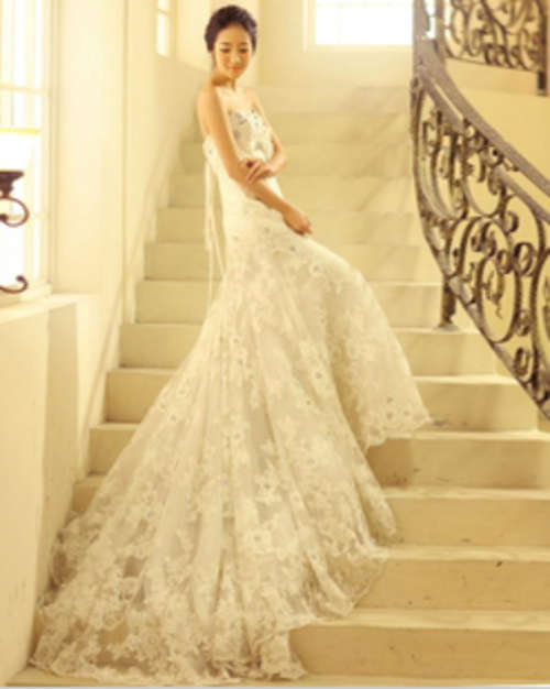 *Special* Elegent Strapless Lace Bridal Gown Wedding Dress