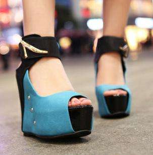 Candy Colour Peep-Toe Buckle Wedge High Heel Sandal avilable in 3 colour size 2-6