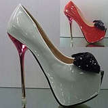 *Sexy** Cute* Pee-Toe Patent Candy Colour 14cm High Heel With Sequined Bow SIZE 2-8 (34-41)