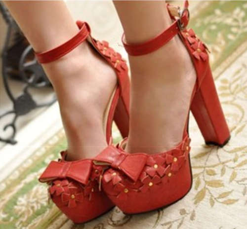 Vintage Style Buckled High Heel with Bow IN 3 Colour size 2-6