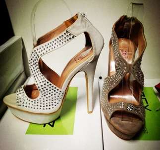 ***Sale***! Diamented High Heel Sandal in White / Brown Size 3-7