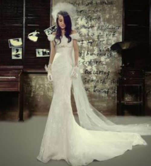 Gorgeous Sexy Mermaid Long Tail Lace Bridal Gown Wedding Dress