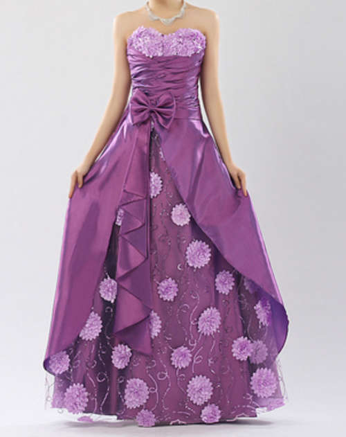**Crazy Sale** ! Strapless Daises Formal Dress with Bow in Purple / Red Matric Dance Dress