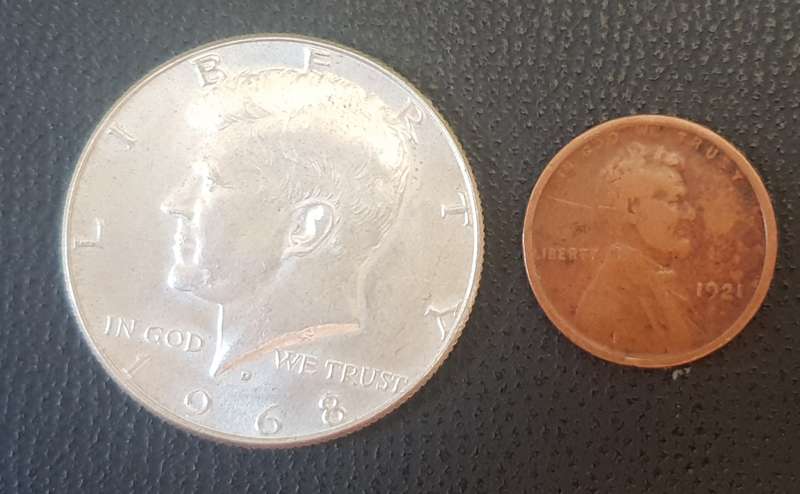1968 USA half dollar 40% silver and 1921 Wheat penny (1 cent)