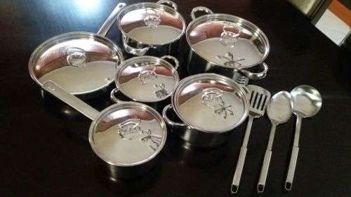 15 Piece Stainless Steel Cookware Pot Set