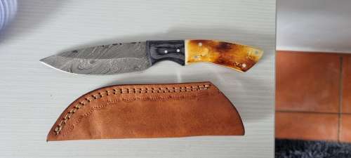 Damascus steel knife - Camel bone