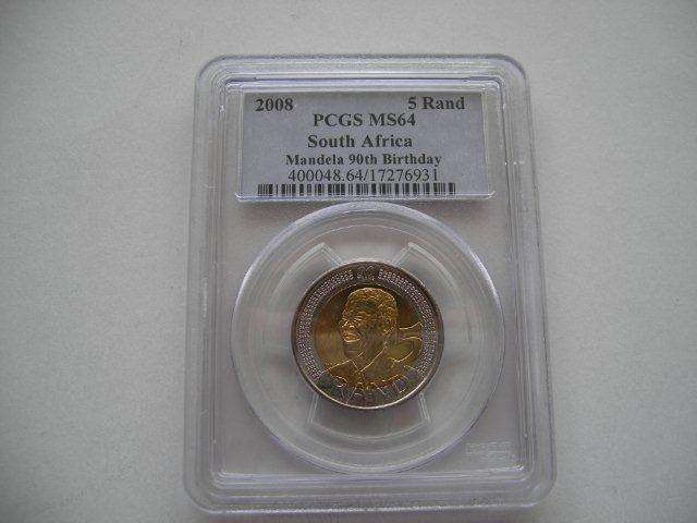 ## 2008 Mandela 90th Birthday R5 PCGS MS64 ## Bid Per Coin starting @ R1 w/ NO RESERVE ##