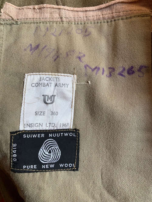 4 SA Infantry cloth shoulder patches on sleeves - Bunny jacket and trousers. Sizes in pics.