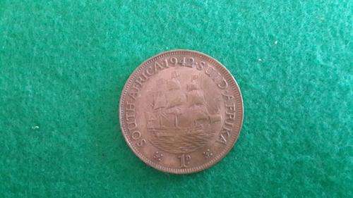 1942 1D South Africa Penny Coin