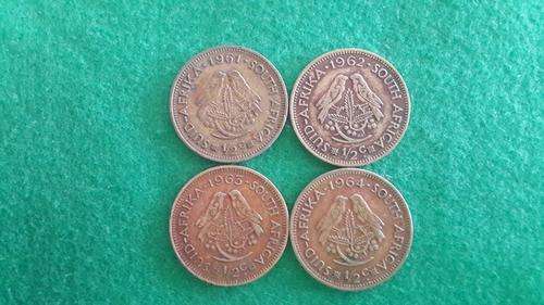 1961 1962 1963 1964 half cent coins South Africa (one bid for all)