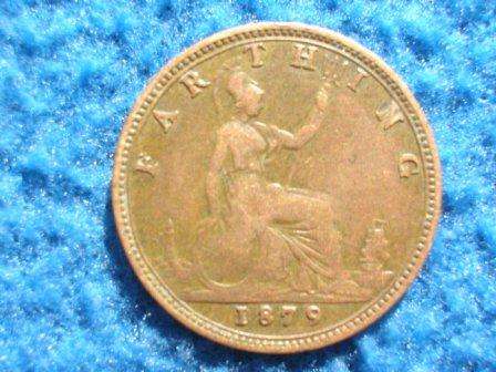 1879 Farthing - Victoria - Details Highly vissible