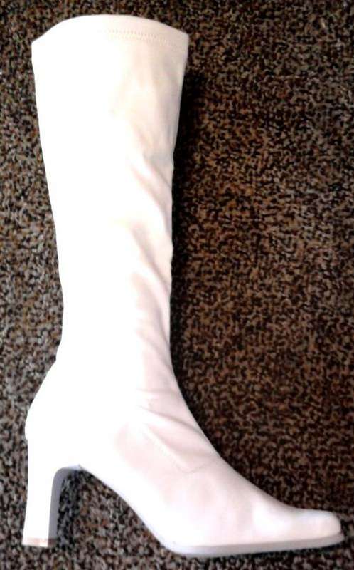 PU LEATHER BOOTS,7CM HEEL,WHITE,SIZE 4, 5, 6