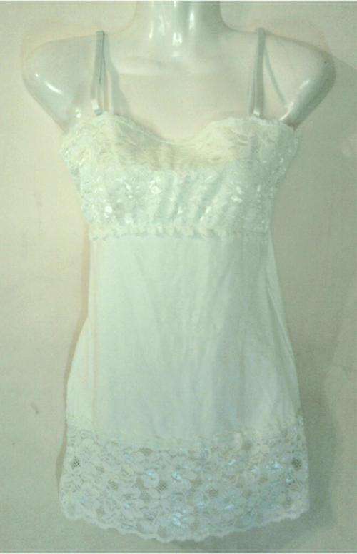 STRETCH VEST WITH LACE TOP AND BOTTOM, LIGHT GREEN, SIZE M