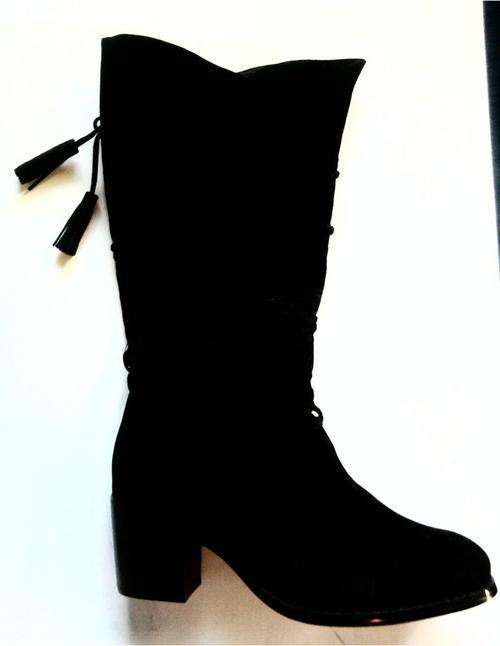 6 cm heel SUEDE BOOTS, black, size 6
