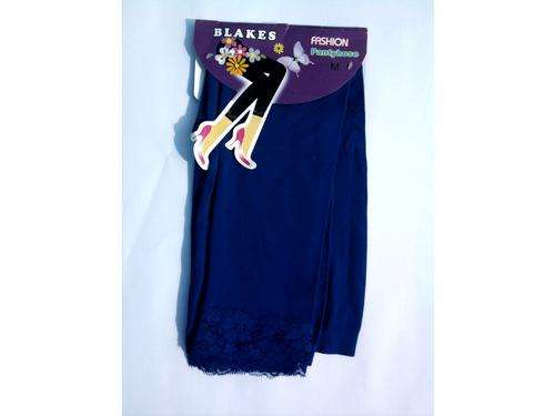 STRETCH LEGGINGS WITH LACE BOTTOM,BLUE, SIZE L