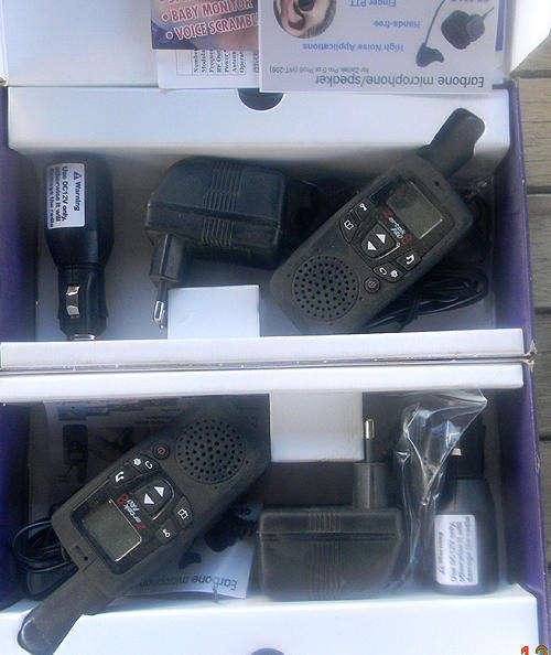 Walkie-talkie radio system.....two matched, long range Walkie-talkie radio stations..re-chargeable..