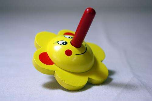 Wooden Spinning Top - (Yellow)