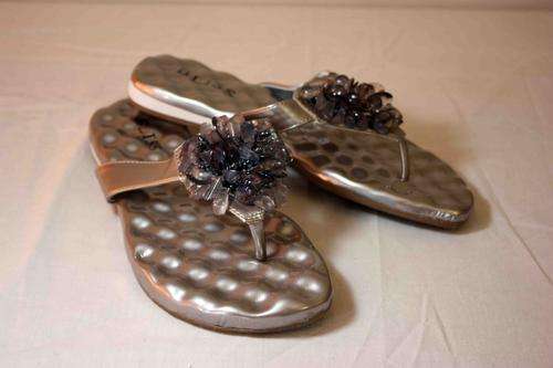 Grey Sandal with Beads and Bubble Sole - size 5