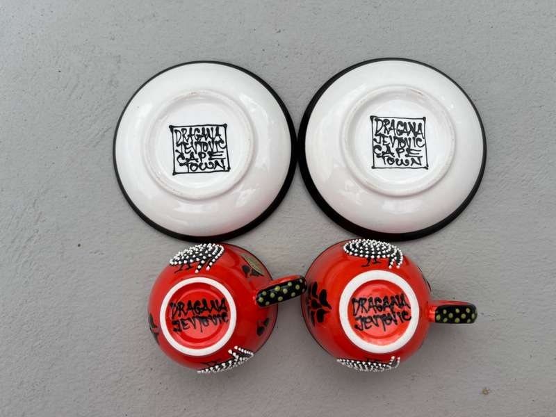 Dragana Jevtovic  Royal African Espresso Cup and Saucer set of 2   Valued at R2,400 !!!