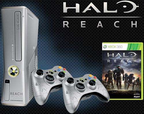 Xbox 360 slim Halo Reach Edition 250gb console & 2 limited edition controllers & Halo Reach game