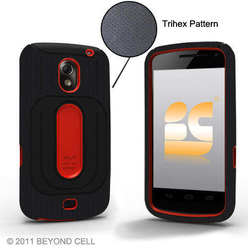 Samsung Nexus Prime - Rubber IMPACT Duo Shield Case Phone Cover Black Red