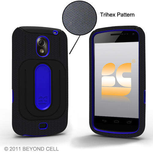 Samsung Nexus Prime - Rubber IMPACT Duo Shield Case Phone Cover Black Blue