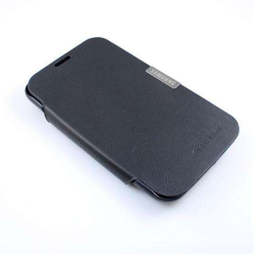 Samsung Galaxy Note 2 - Leather Flip Case Phone Cover Black - N7100