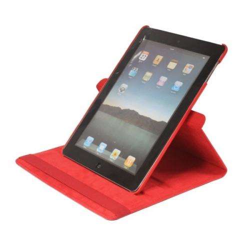 RED - 360 Rotation Leather Case Cover Folio for Ipad 2