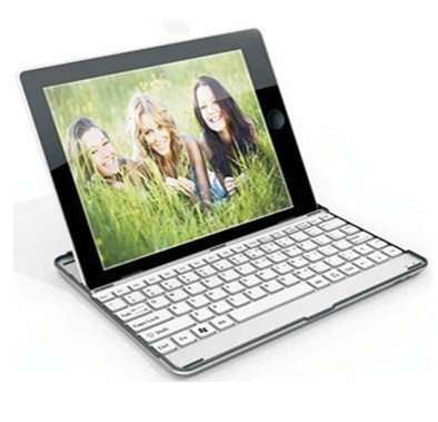 IPAD 4 Aluminium Finish Stand Case Wireless Bluetooth Keyboard