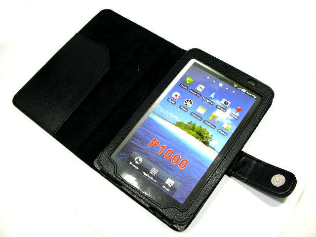 Samsung Galaxy Tab 7 P1000 Black LEATHER Folio Case