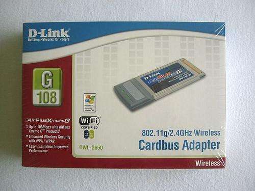D-Link DWL-G650 802.11g/2.4Ghz Wireless Cardbus Adapter (new)
