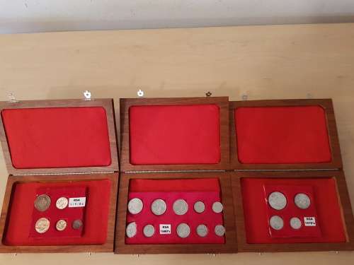 Old South African Coins 1960`s / `70`s / `80`s in Presentation Box Sets