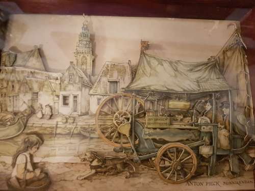 Vintage Rare Pair of Anton Pieck Original 3D Art Pieces in Wood Box Frames (Bid for both)