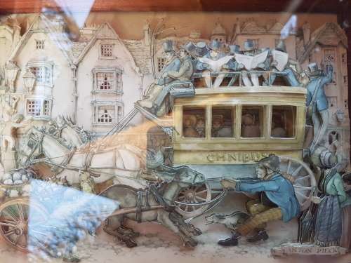 Vintage Rare Pair of Anton Pieck Original 3D Art Pieces in Wood Box Frames (Bid for both)