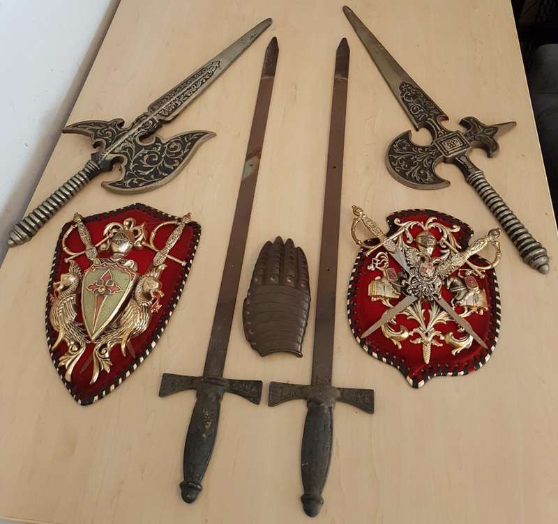 Lot of Medieval Styled Steel Wall Hanging Decor Items Longest 80cm