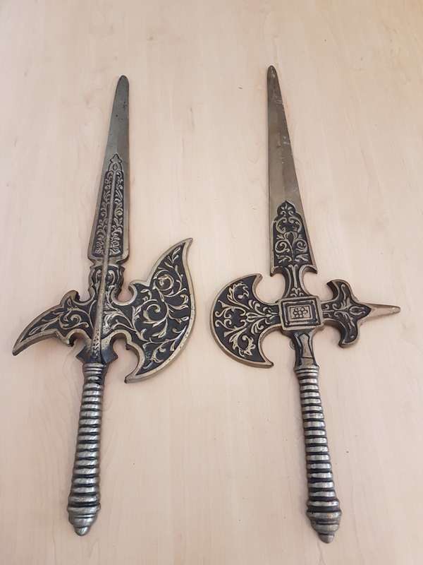 Lot of Medieval Styled Steel Wall Hanging Decor Items Longest 80cm