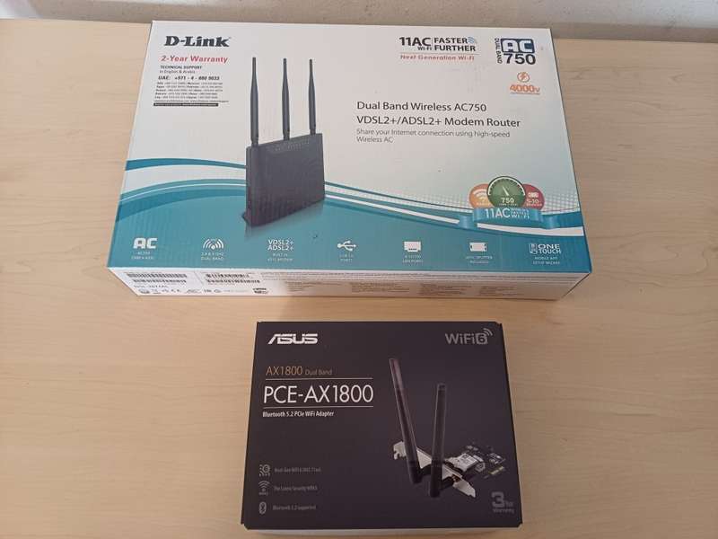 Wifi Network Combo D-Link Wifi Router and Asus Wifi Adapter PCE-AX1800 WLan Network Card (New)